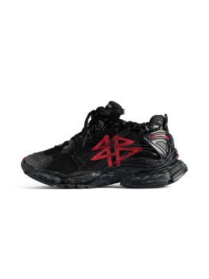 Balenciaga Runner Kith Four.Color 7.0 - Black & Red Graffiti Sneakers with Bold Street Style and Distressed Design