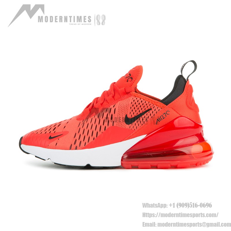 Nike Air Max 270 Habanero Red Sneakers with Black Accents and Air Cushioning