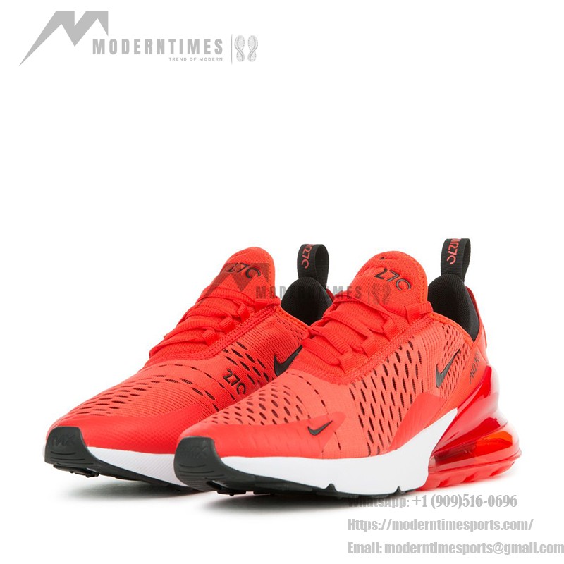 Nike Air Max 270 Habanero Red Sneakers with Black Accents and Air Cushioning