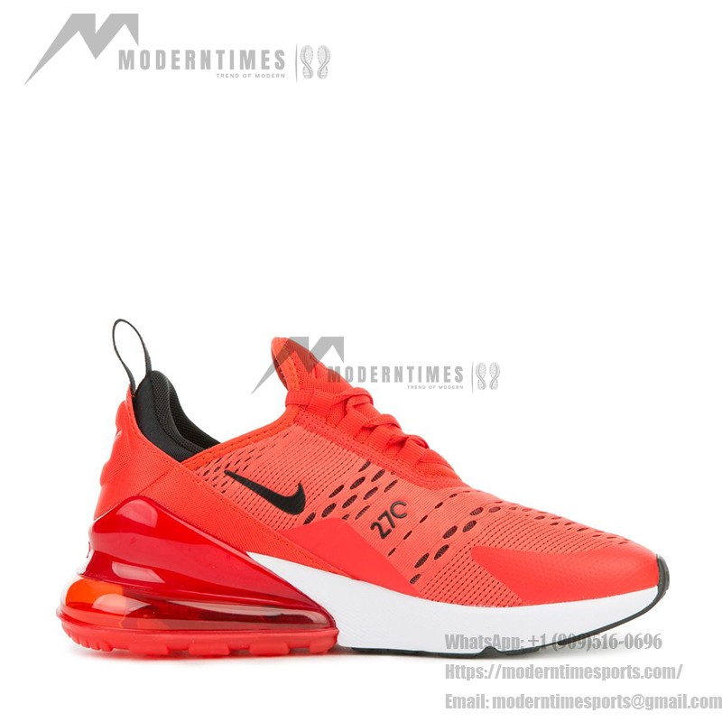 Nike Air Max 270 Habanero Red Sneakers with Black Accents and Air Cushioning