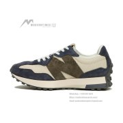 New Balance 327 MS327DT Retro Running Shoes Beige Navy Unisex Sports Casual Sneakers