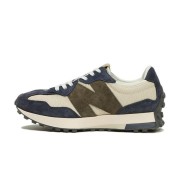 New Balance 327 MS327DT Retro Running Shoes Beige Navy Unisex Sports Casual Sneakers