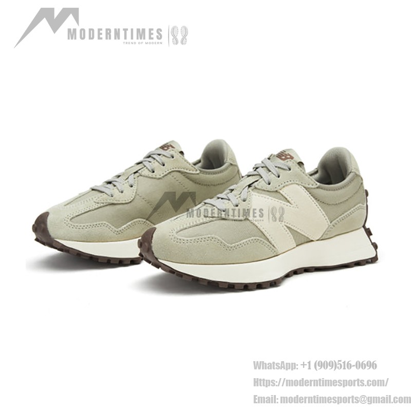 New Balance 327 MS327FC Grey Oak Sea Salt Retro Running Shoes Side View