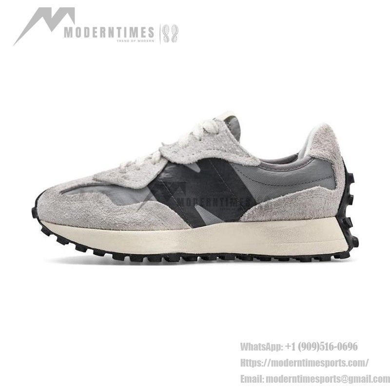 New Balance 327 MS327WCA Grey White Black Retro Running Shoes Side View