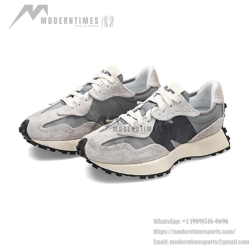 New Balance 327 MS327WCA Grey White Black Retro Running Shoes Side View