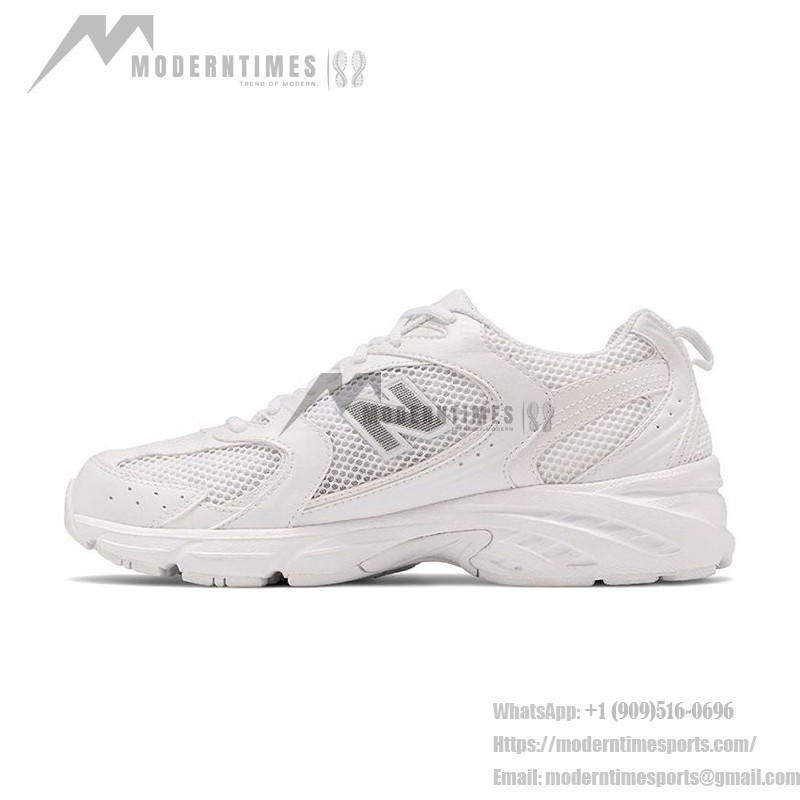 New Balance 530 MR530FW1 Retro White Silver Running Shoes with Breathable Mesh and ABZORB Cushioning