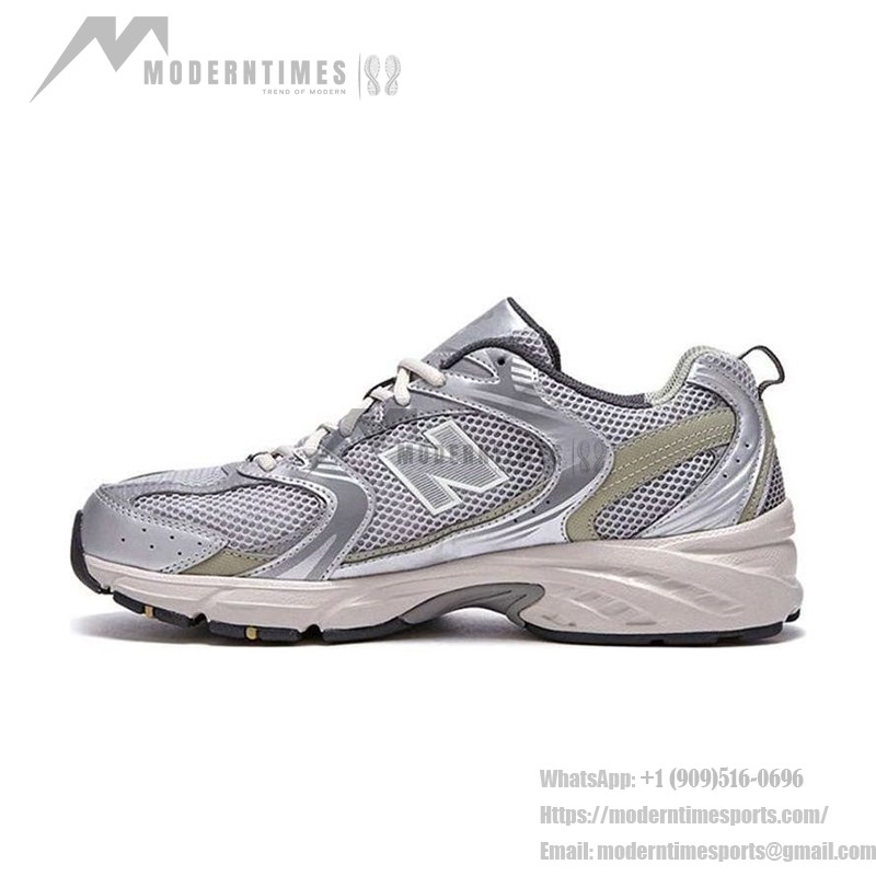 New Balance 530 MR530KMW Silver Khaki Retro Running Shoes with Breathable Mesh and ABZORB Cushioning