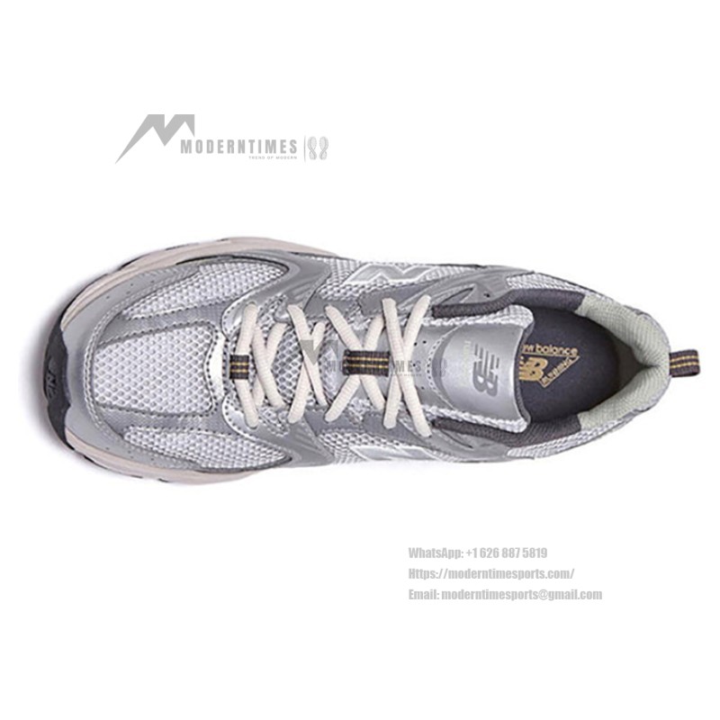New Balance 530 MR530KMW Silver Khaki Retro Running Shoes with Breathable Mesh and ABZORB Cushioning