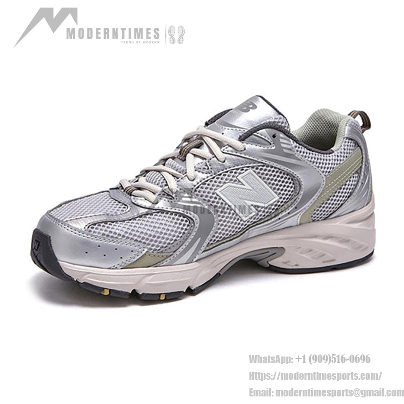 New Balance 530 MR530KMW Silver Khaki Retro Running Shoes with Breathable Mesh and ABZORB Cushioning