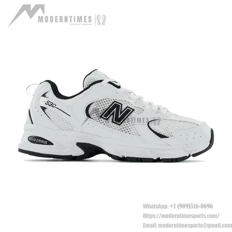 New Balance 530 MR530EWB Weiß-Schwarz Retro-Laufschuhe mit ABZORB-Dämpfung und atmungsaktivem Mesh