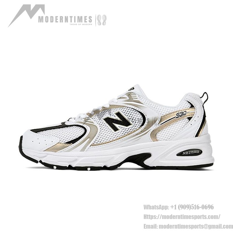 New Balance 530 MR530UNI White Gold Retro Running Shoes with ABZORB Cushioning and Breathable Mesh