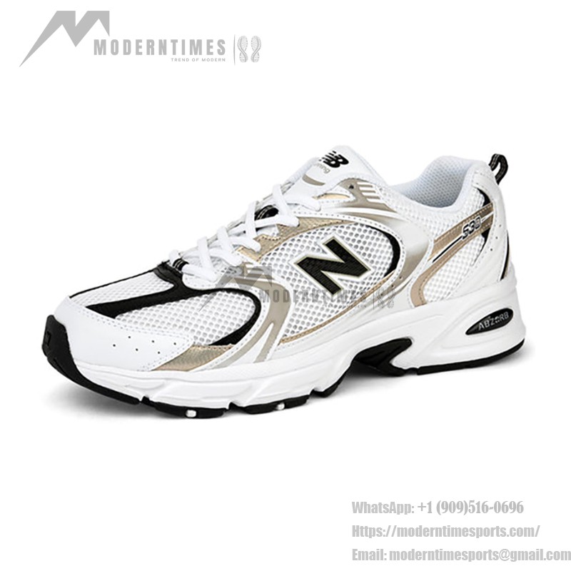 New Balance 530 MR530UNI White Gold Retro Running Shoes with ABZORB Cushioning and Breathable Mesh