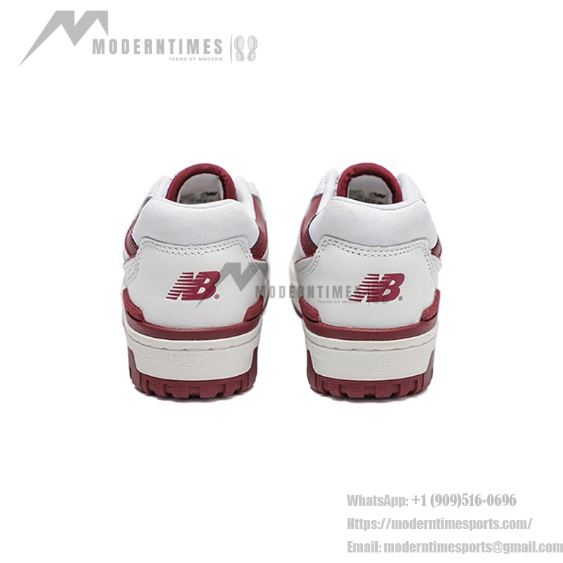 New Balance 550 BB550LI1 Burgundy Retro Sneakers with premium leather upper in bold burgundy hue