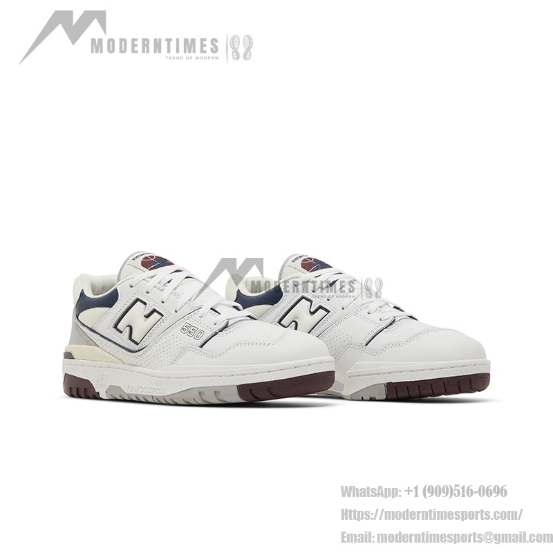 New Balance 550 White Indigo Burgundy BB550PWB Retro Basketball Sneakers