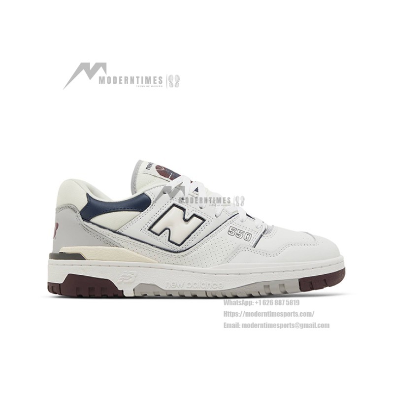 New Balance 550 White Indigo Burgundy BB550PWB Retro Basketball Sneakers