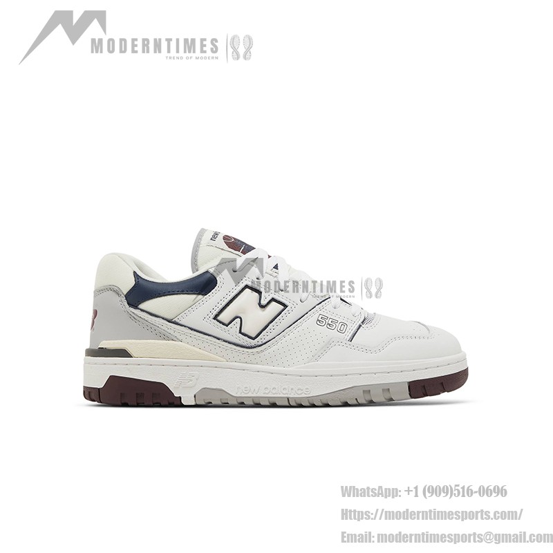 New Balance 550 White Indigo Burgundy BB550PWB Retro Basketball Sneakers