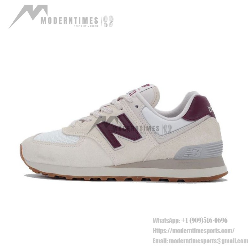 New Balance 574v2 Moonbeam Burgundy Retro Running Shoes - Classic and Comfortable