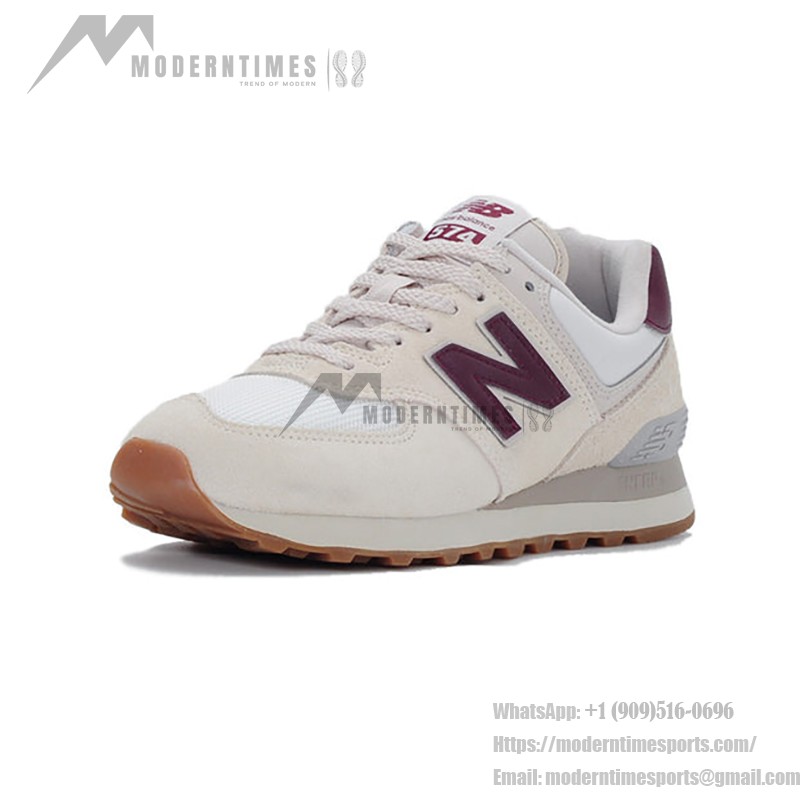 New Balance 574v2 Moonbeam Burgundy Retro Running Shoes - Classic and Comfortable