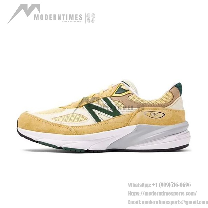 New Balance 990V6 Made in USA Yellow Green M990TE6 스니커즈 – 프리미엄 스웨이드 메쉬 구조