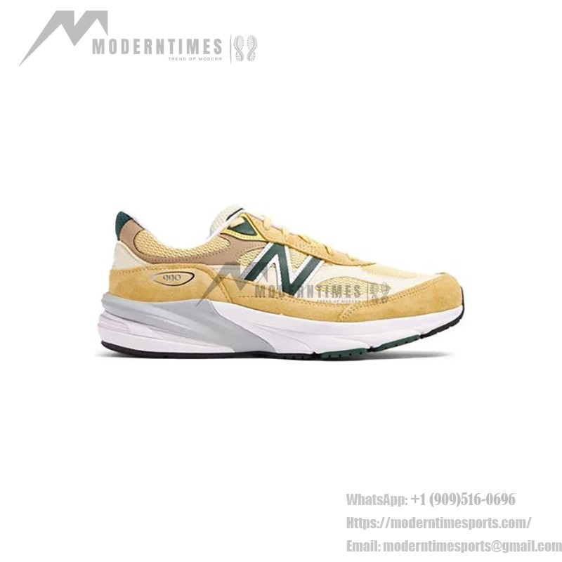 New Balance 990V6 Made in USA Yellow Green M990TE6 스니커즈 – 프리미엄 스웨이드 메쉬 구조