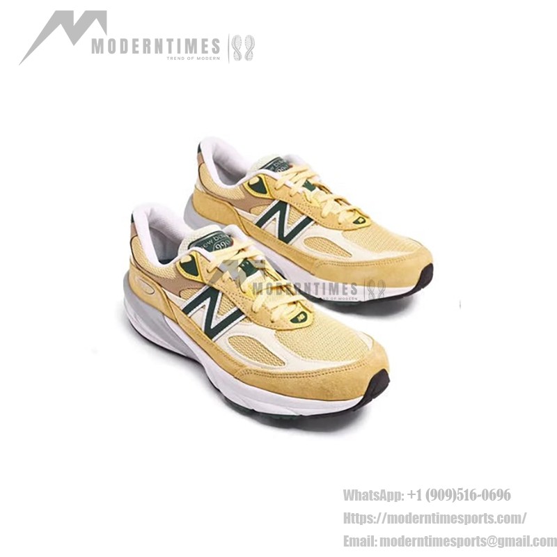 New Balance 990V6 Made in USA Yellow Green M990TE6 스니커즈 – 프리미엄 스웨이드 메쉬 구조