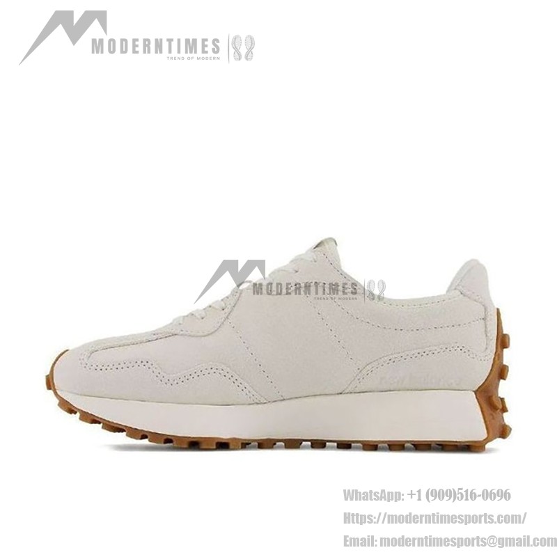 New Balance 327 Bandier x Move Her World WS327SA 베이지 스웨이드 레트로 스니커즈 남녀 공용