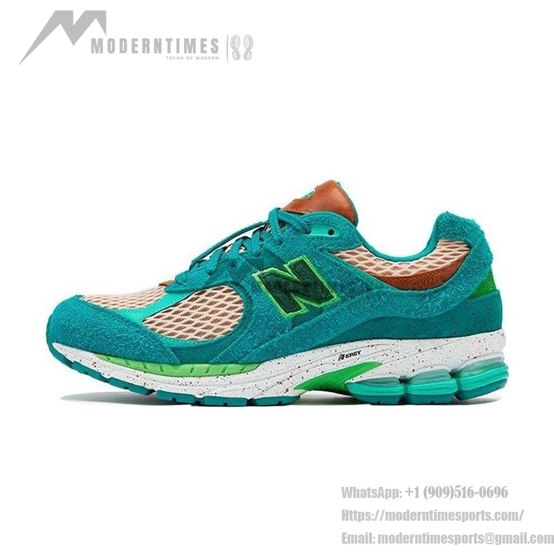 New Balance Salehe Bembury x 2002R 'Water Be The Guide' ML2002RJ 스니커즈 – 청록색과 녹색 스웨이드 메쉬 디자인