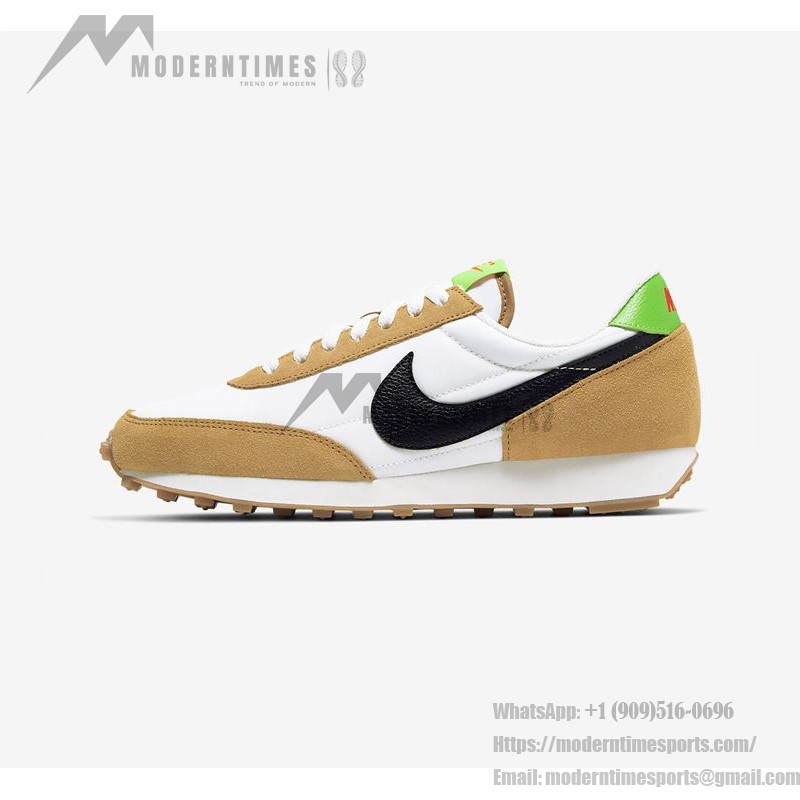 Nike Daybreak CK2351 sneakers in white, black, mustard, and green