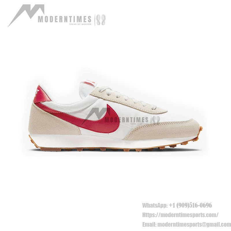 Nike Daybreak CK2351 red and white sneakers with grey suede accents