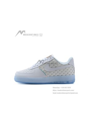 Nike Air Force 1 '07 PRM CK7804-100 - Modern White Sneakers with Reflective Swoosh Pattern and Icy Sole