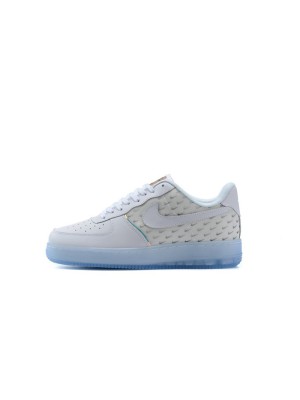 Nike Air Force 1 '07 PRM CK7804-100 - Modern White Sneakers with Reflective Swoosh Pattern and Icy Sole