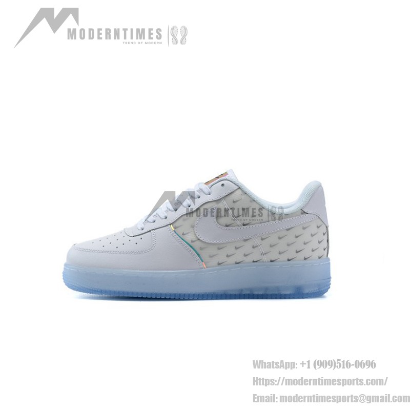 Nike Air Force 1 '07 PRM CK7804-100 - White Sneakers with Reflective Swoosh and Icy Sole