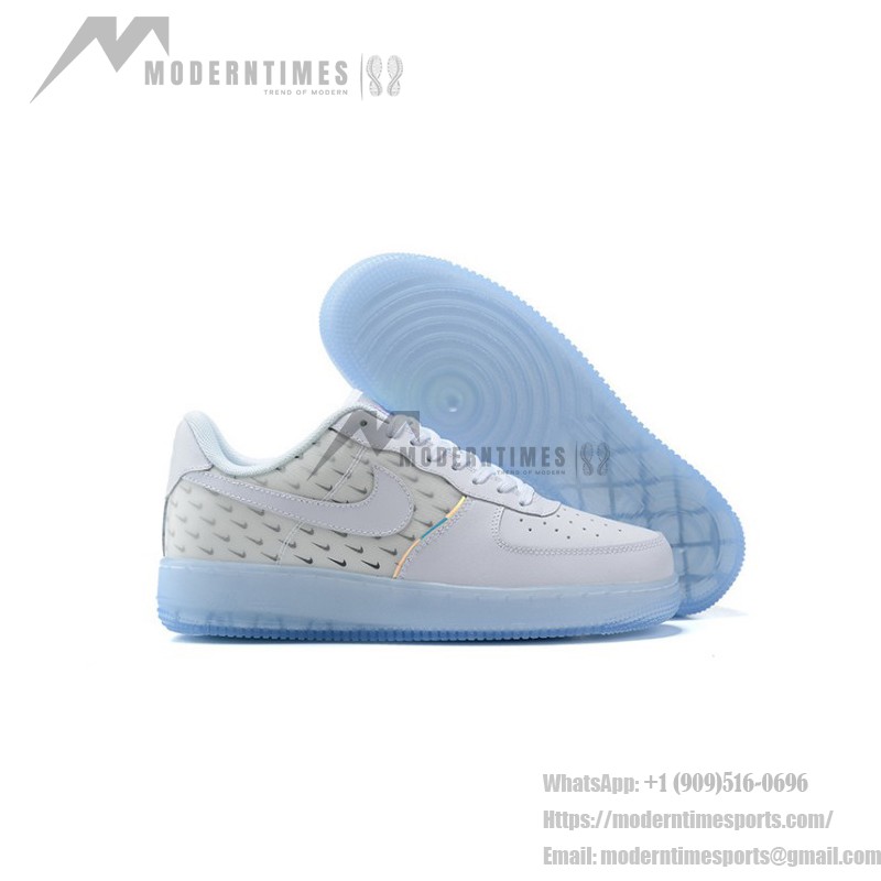 Nike Air Force 1 '07 PRM CK7804-100 - White Sneakers with Reflective Swoosh and Icy Sole