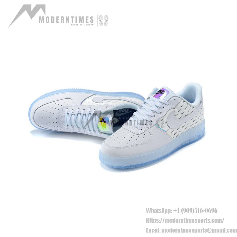 Nike Air Force 1 '07 PRM CK7804-100 - White Sneakers with Reflective Swoosh and Icy Sole