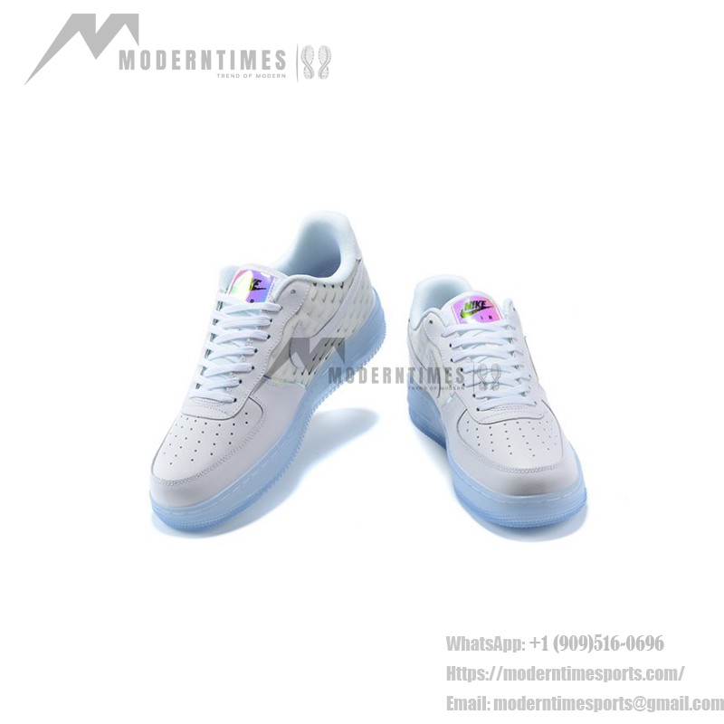 Nike Air Force 1 '07 PRM CK7804-100 - White Sneakers with Reflective Swoosh and Icy Sole