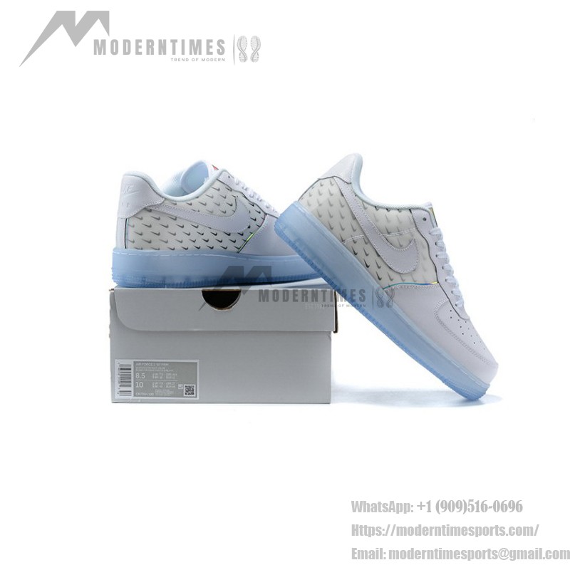 Nike Air Force 1 '07 PRM CK7804-100 - White Sneakers with Reflective Swoosh and Icy Sole