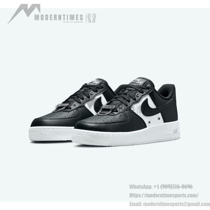 Nike Air Force 1 '07 PRM DA8571-001 - Black & White Leather Sneakers with Classic Design