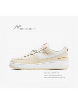 Nike Air Force 1 '07 LV8 "Popcorn" CW2919-100 - Classic Cream Leather Sneakers with Red Accents and Retro Charm