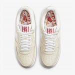 Nike Air Force 1 '07 LV8 "Popcorn" CW2919-100 - Cream Leather Sneakers with Red Accents