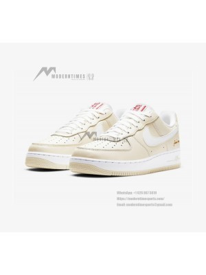 Nike Air Force 1 '07 LV8 "Popcorn" CW2919-100 - Classic Cream Leather Sneakers with Red Accents and Retro Charm