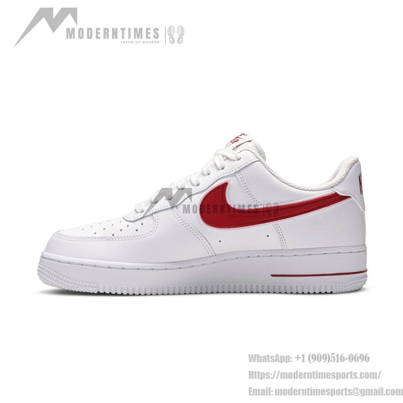 Nike Air Force 1 '07 AO2423-102 - White Sneakers with Red Swoosh