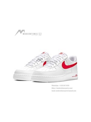 Nike Air Force 1 '07 AO2423-102 - Classic White Sneakers with Bold Red Swoosh for Everyday Style