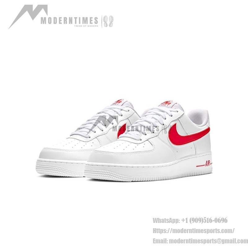 Nike Air Force 1 '07 AO2423-102 - White Sneakers with Red Swoosh