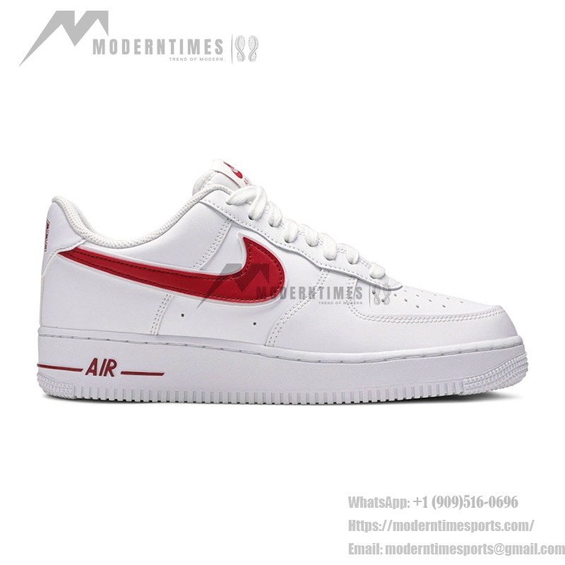 Nike Air Force 1 '07 AO2423-102 - White Sneakers with Red Swoosh