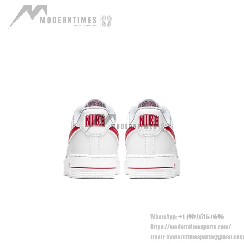 Nike Air Force 1 '07 AO2423-102 - White Sneakers with Red Swoosh