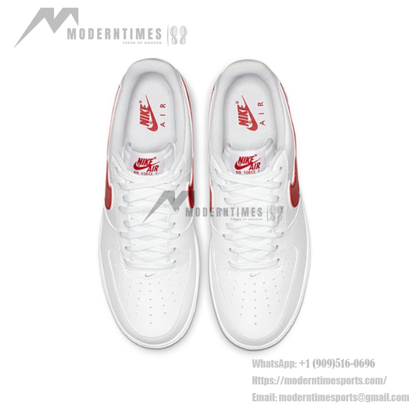 Nike Air Force 1 '07 AO2423-102 - White Sneakers with Red Swoosh