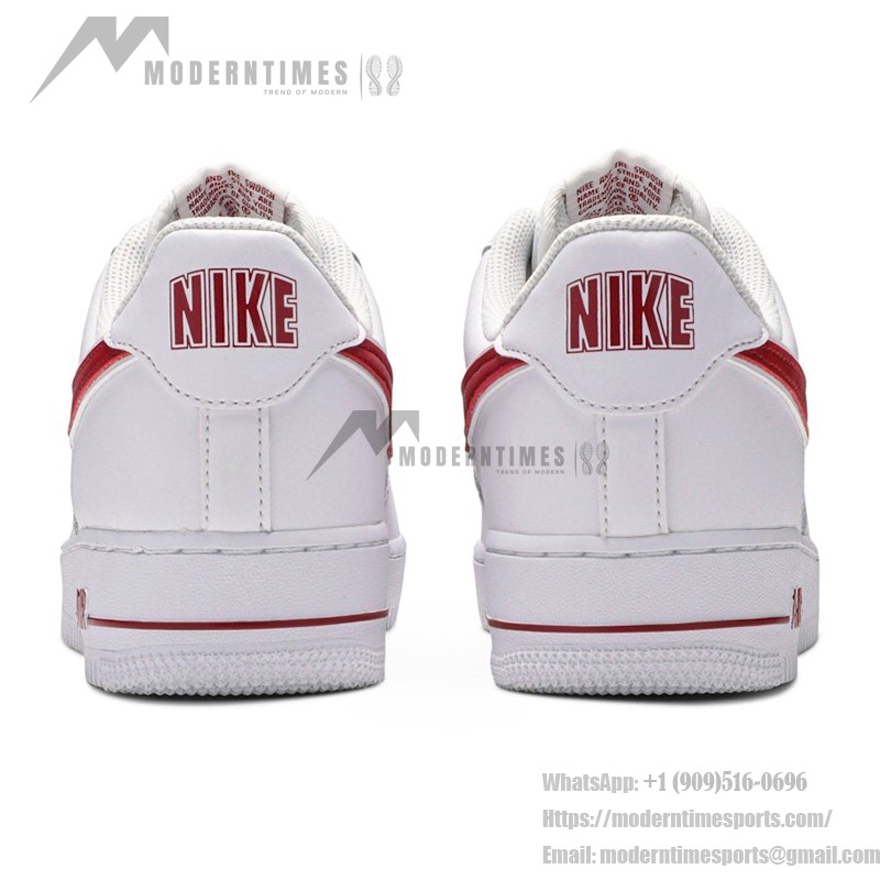 Nike Air Force 1 '07 AO2423-102 - White Sneakers with Red Swoosh