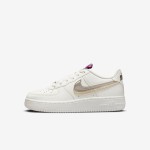 Nike Air Force 1 '07 Low - White Sneakers with Transparent Swoosh and Metallic Accents