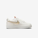 Nike Air Force 1 '07 Low - White Sneakers with Transparent Swoosh and Metallic Accents