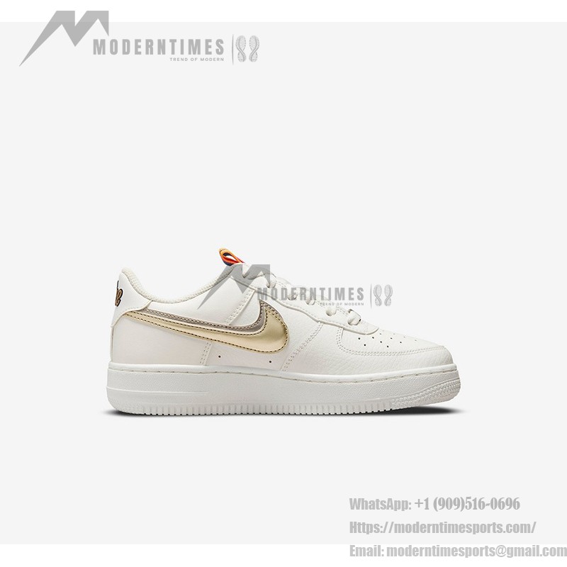 Nike Air Force 1 '07 Low - White Sneakers with Transparent Swoosh and Metallic Accents